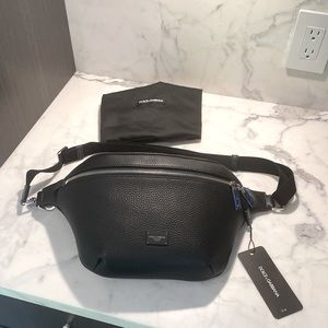 DOLCE & GABBANA | Leather Belt Bag Unisex - Black - NEW